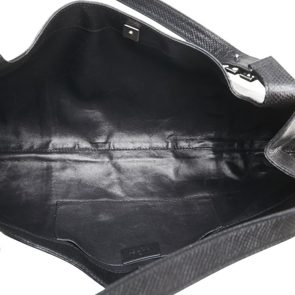 Gucci Logo Plate Python Handbag Black Leather - image 8